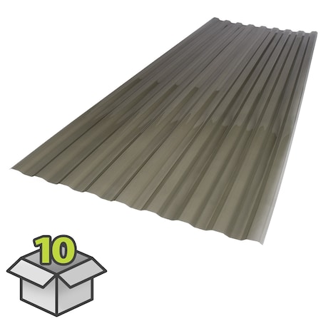 Suntuf 26 in. x 6 ft. Solar Grey Polycarbonate Roof Panel, 10PK 400986